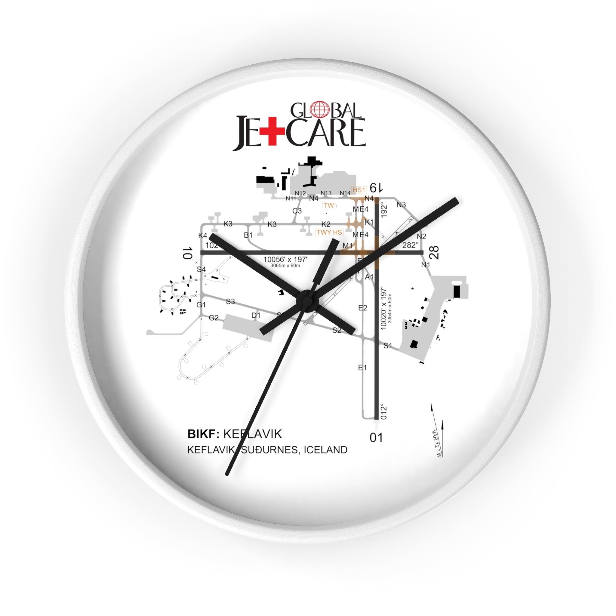 Global Jetcare BIKF Keflavik Airport Diagram Wall Clock