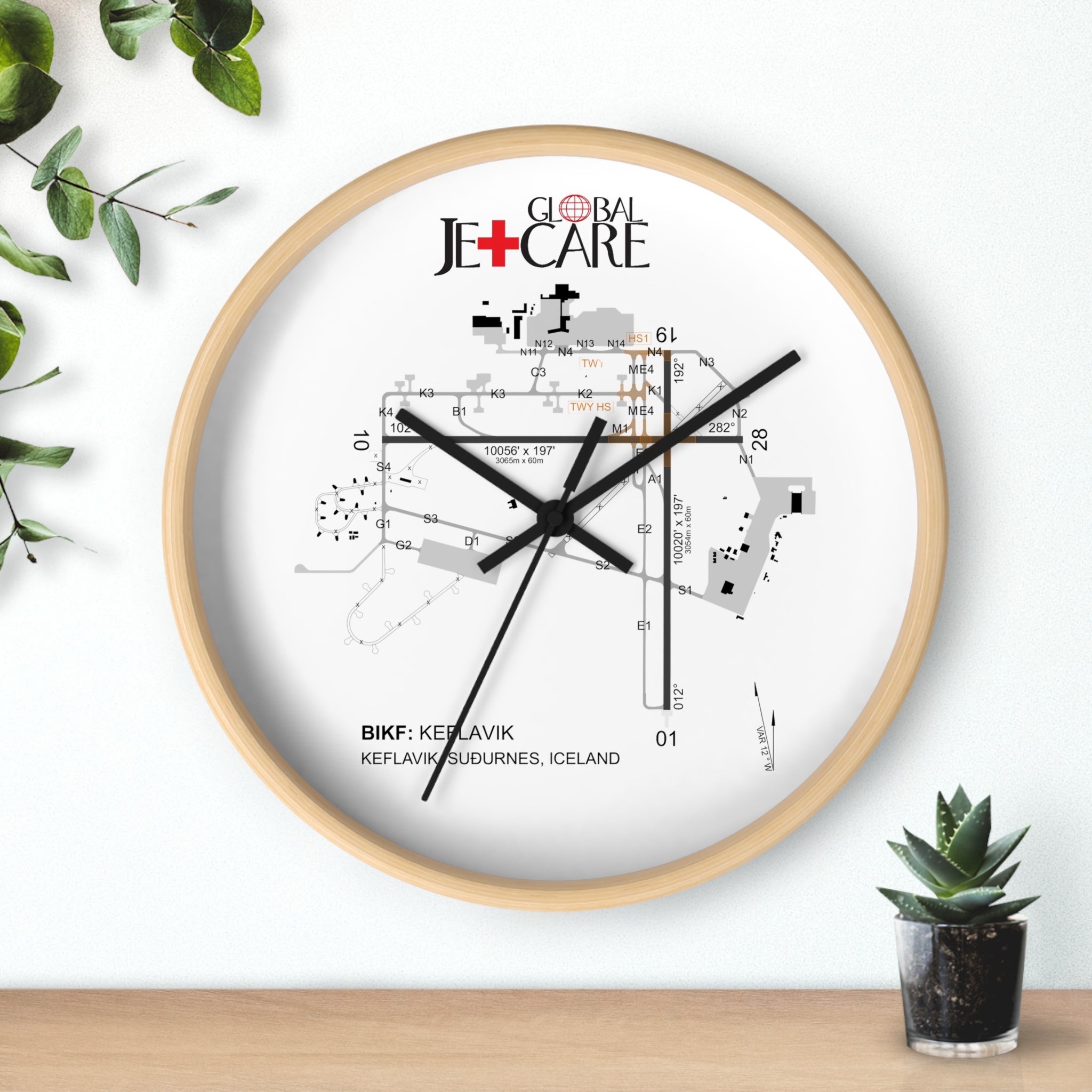 Global Jetcare BIKF Keflavik Airport Diagram Wall Clock