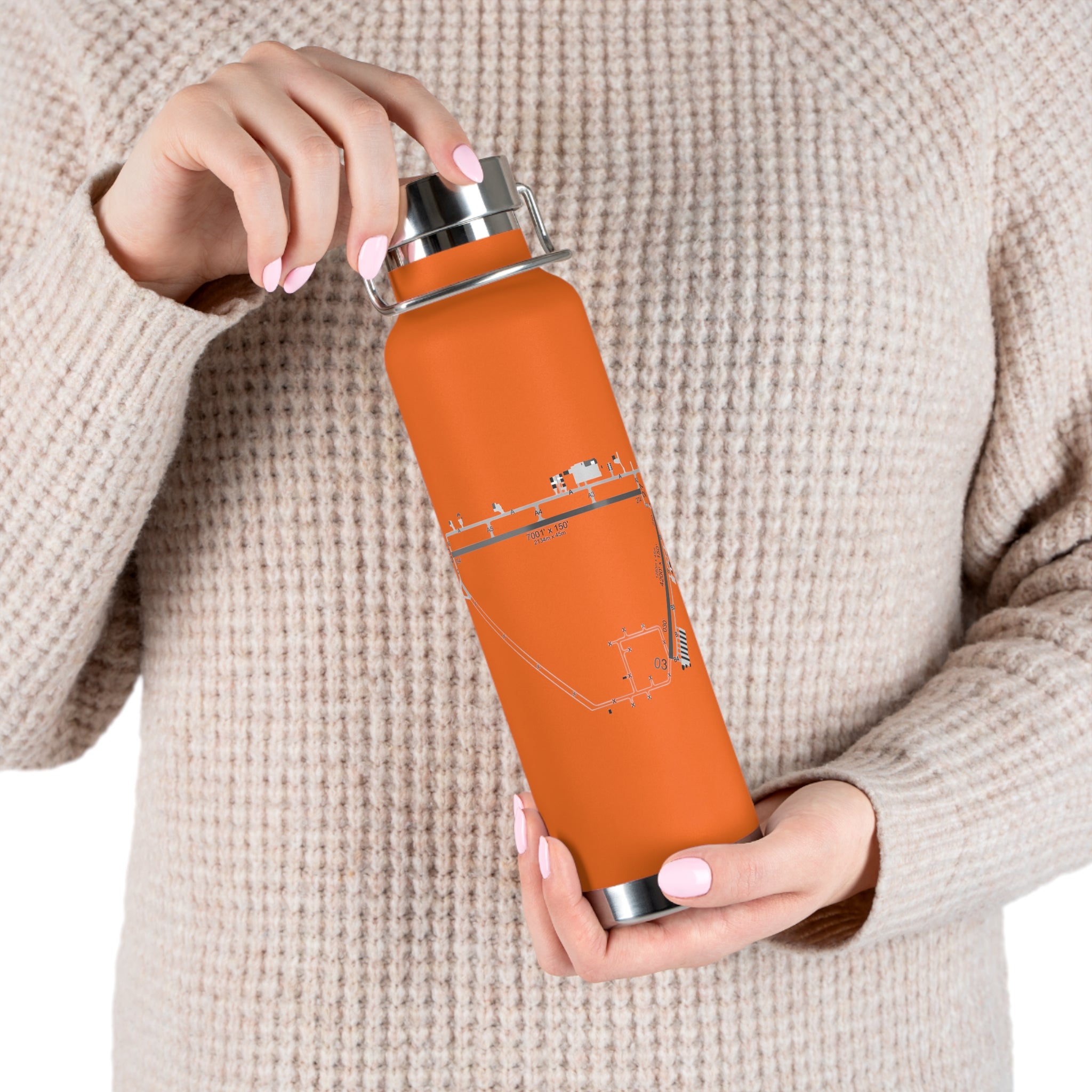 Global Jetcare KBKV Airport Diagram 22oz Copper Vacuum Insulated Bottle