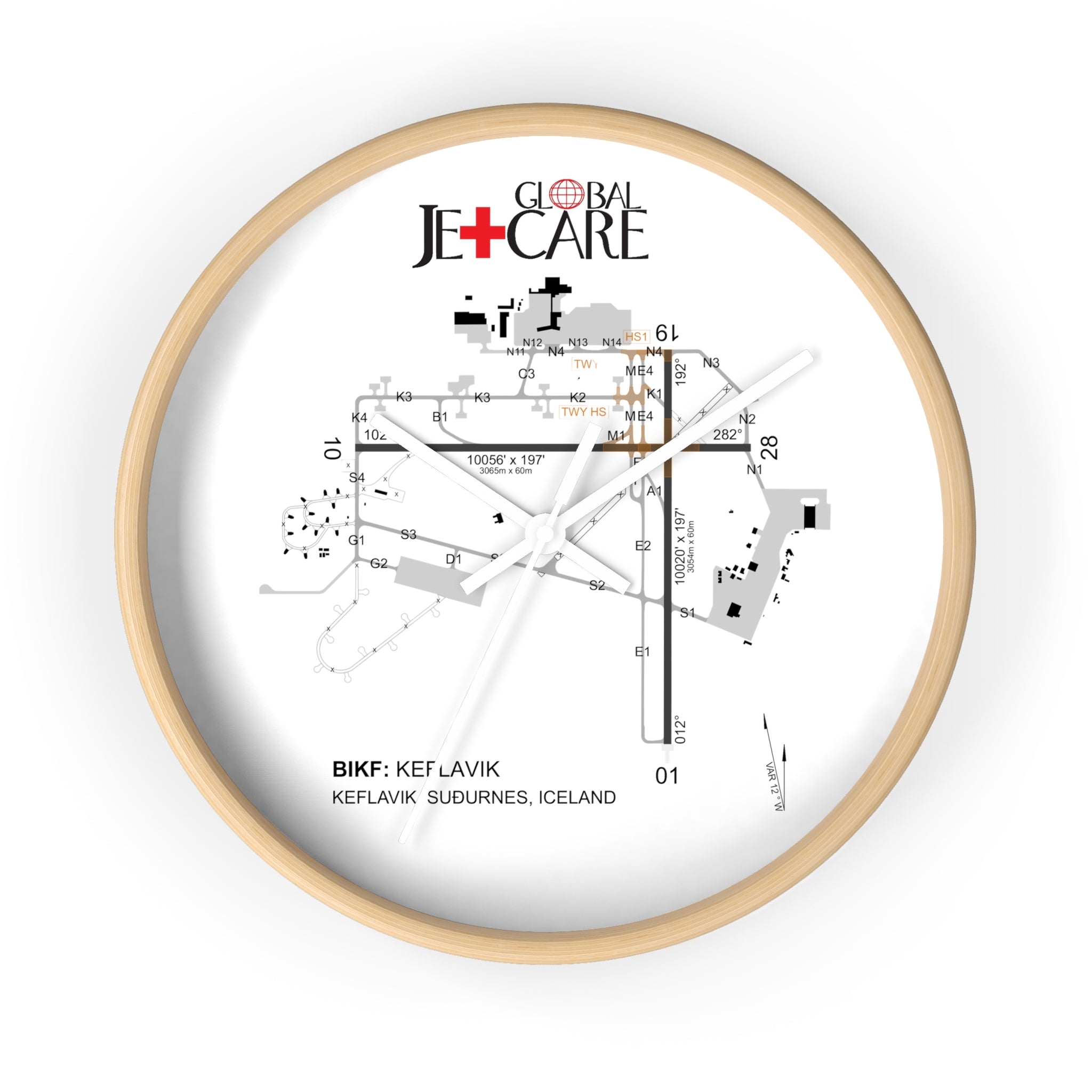Global Jetcare BIKF Keflavik Airport Diagram Wall Clock