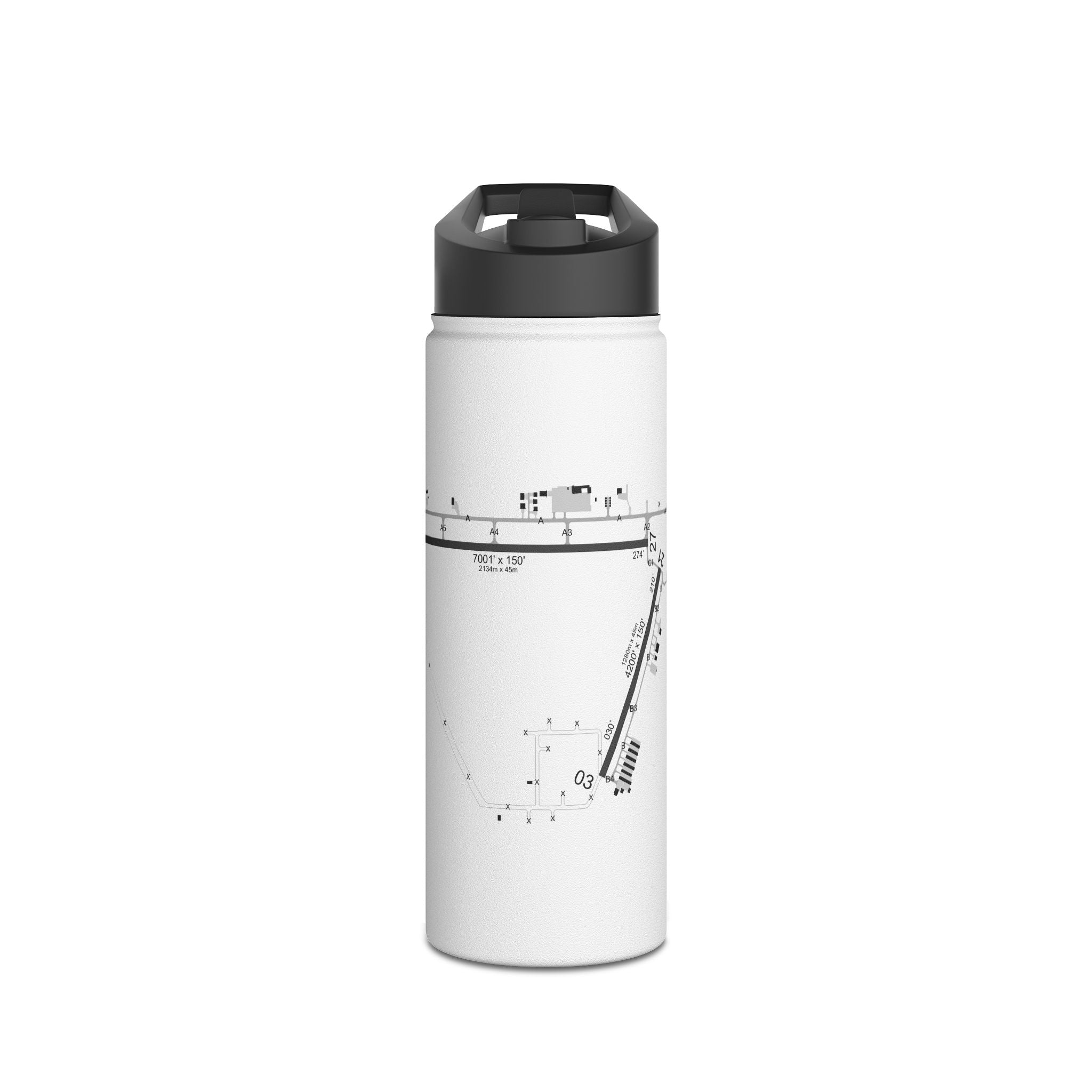 Global Jetcare KBKV Airport Diagram Stainless Steel Water Bottle