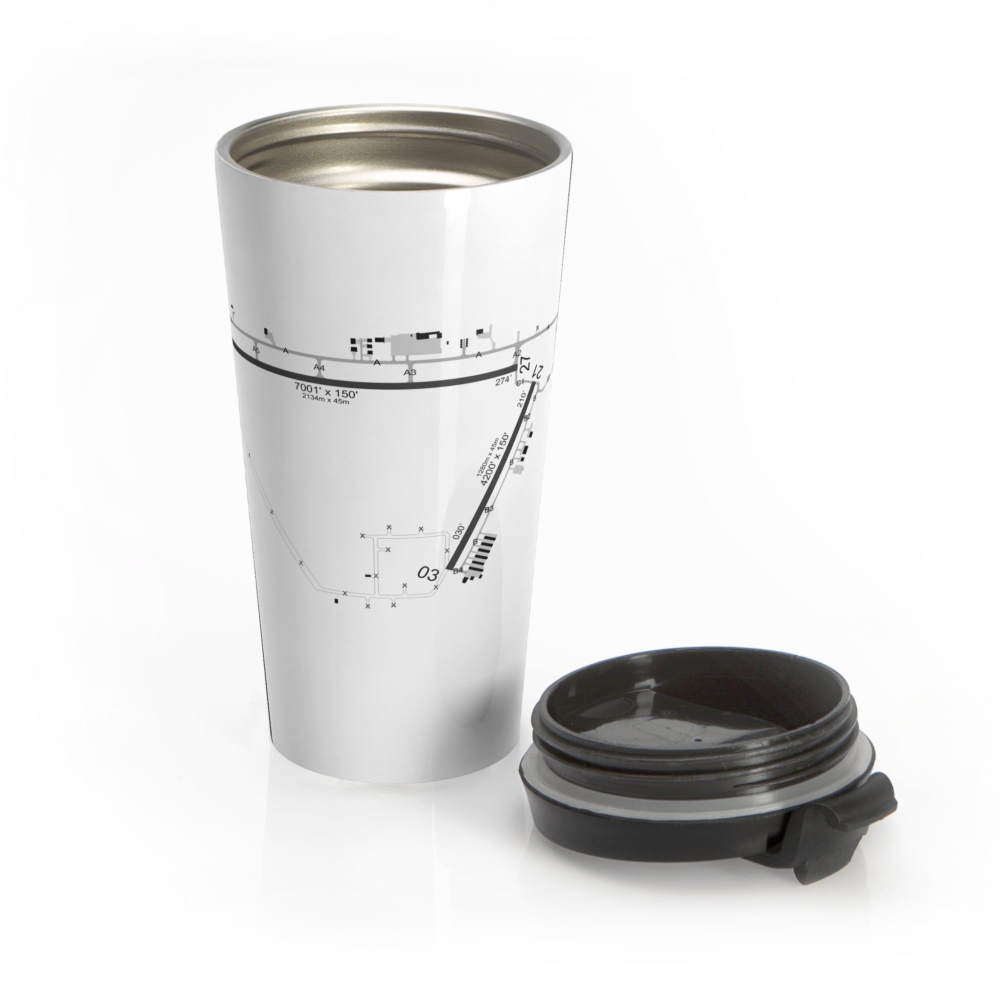 Global Jetcare KBKV Airport Diagram Stainless Steel Travel Mug