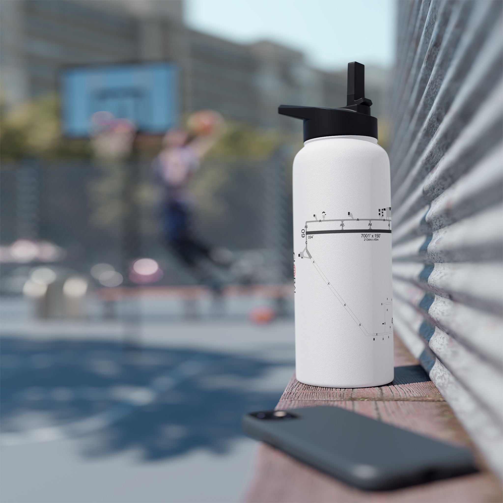 Global Jetcare KBKV Airport Diagram Stainless Steel Water Bottle