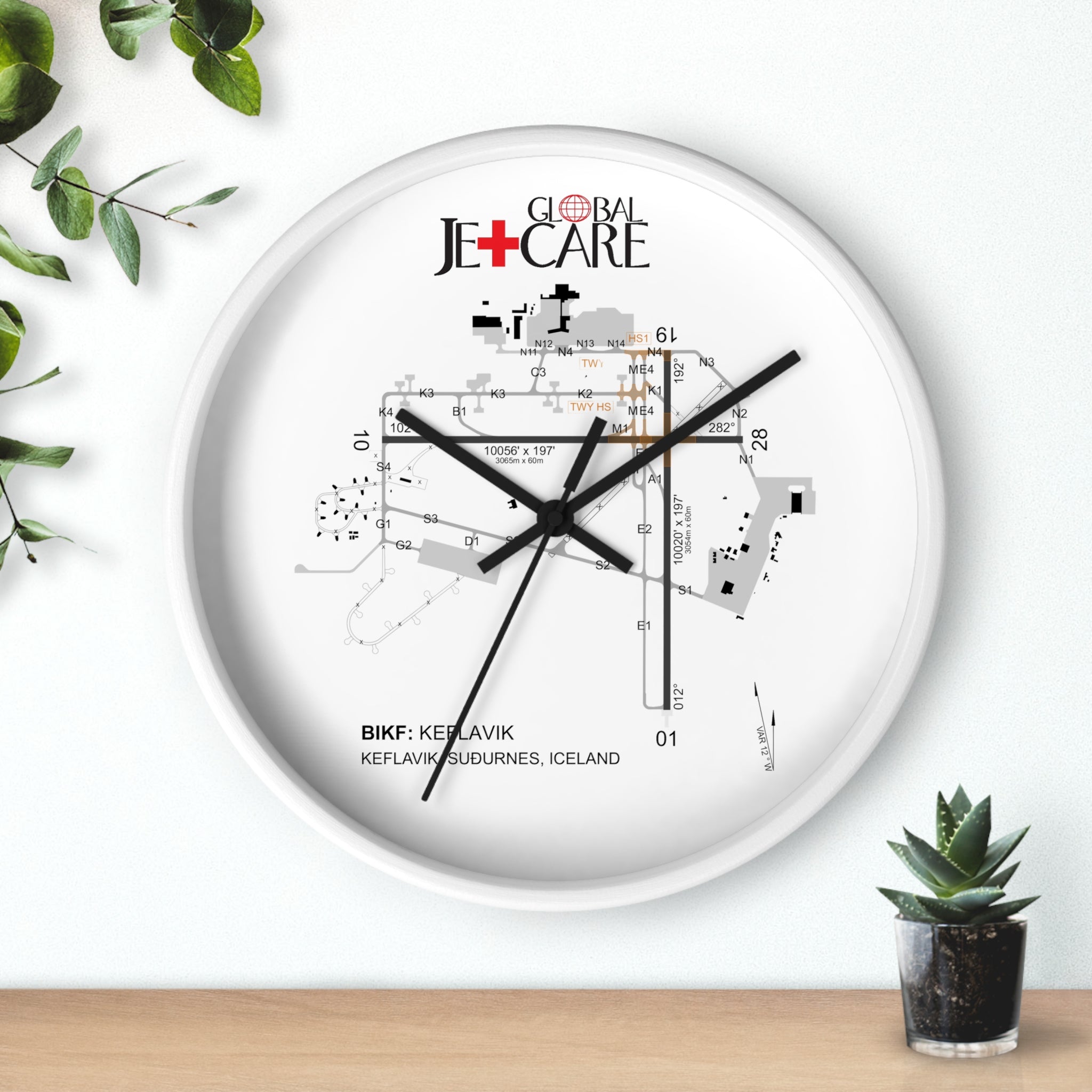 Global Jetcare BIKF Keflavik Airport Diagram Wall Clock