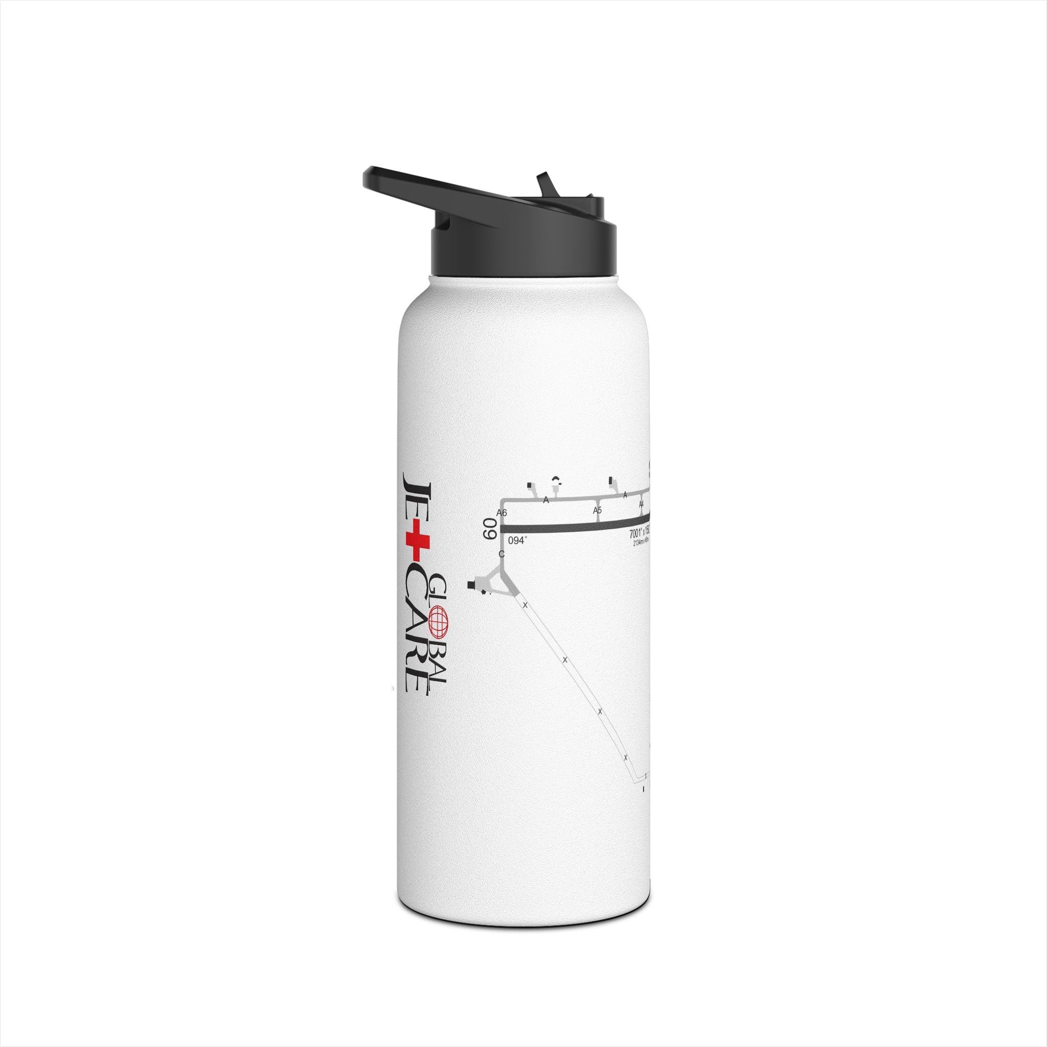 Global Jetcare KBKV Airport Diagram Stainless Steel Water Bottle