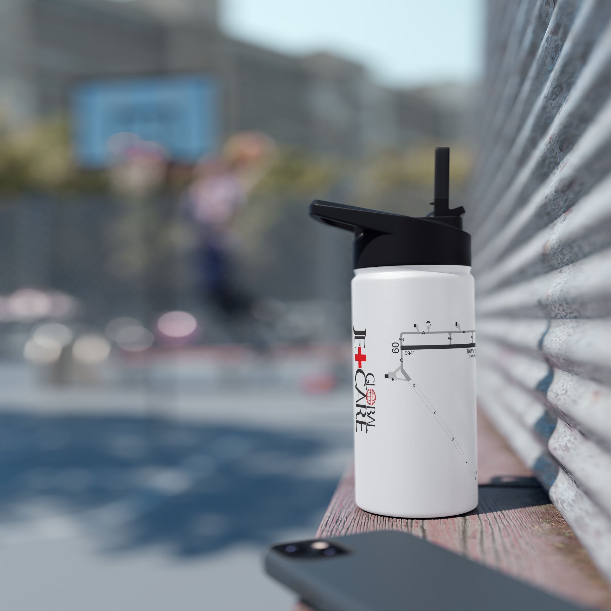 Global Jetcare KBKV Airport Diagram Stainless Steel Water Bottle