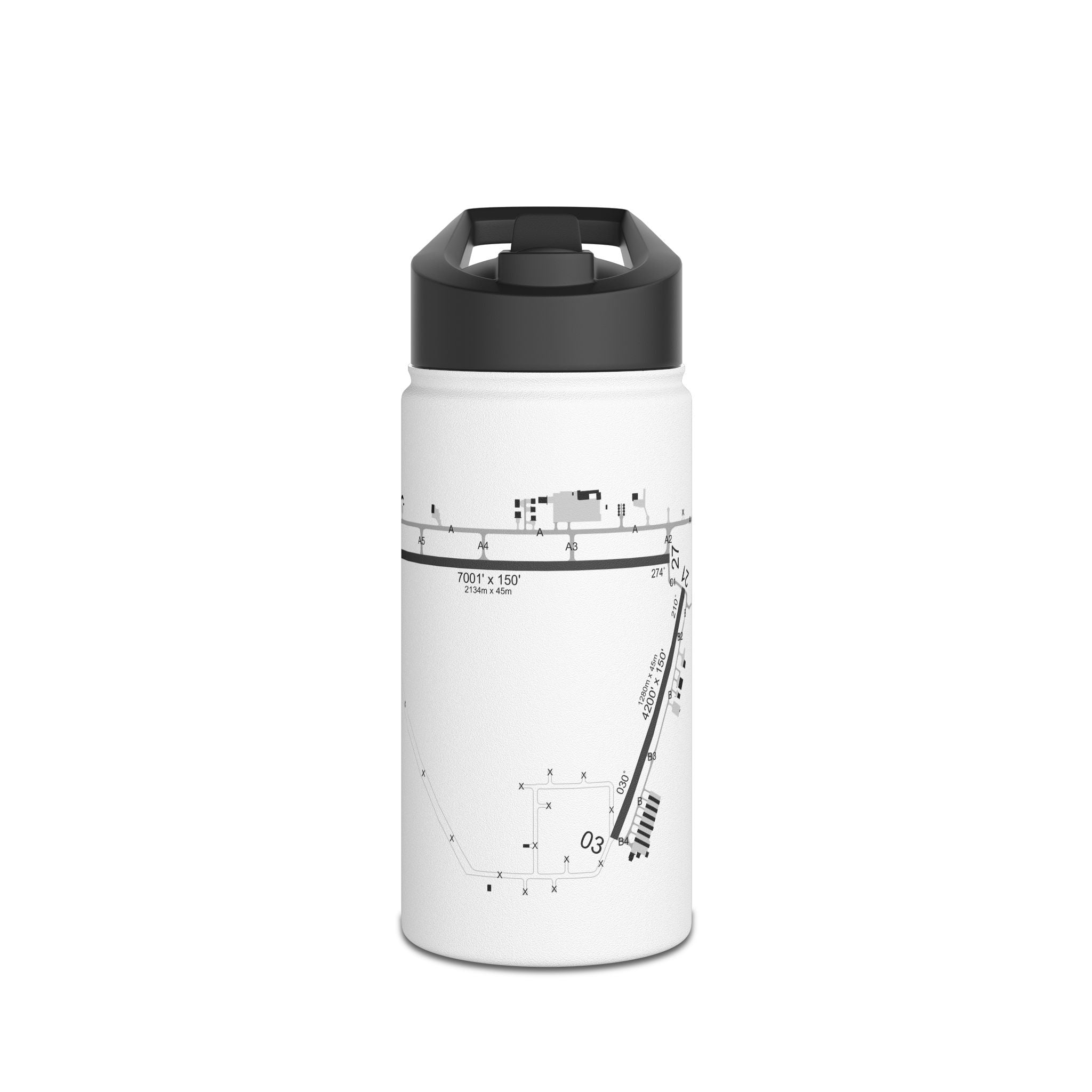 Global Jetcare KBKV Airport Diagram Stainless Steel Water Bottle