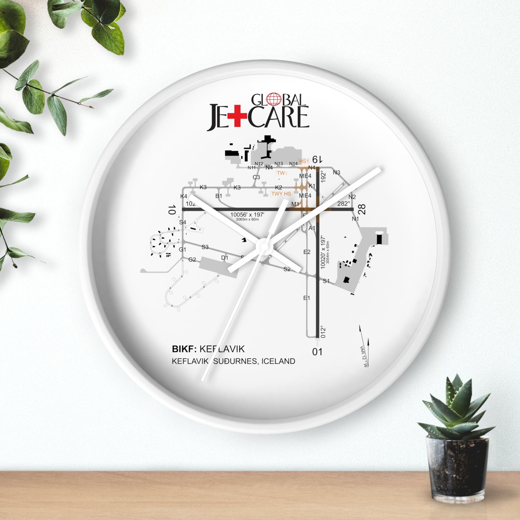 Global Jetcare BIKF Keflavik Airport Diagram Wall Clock