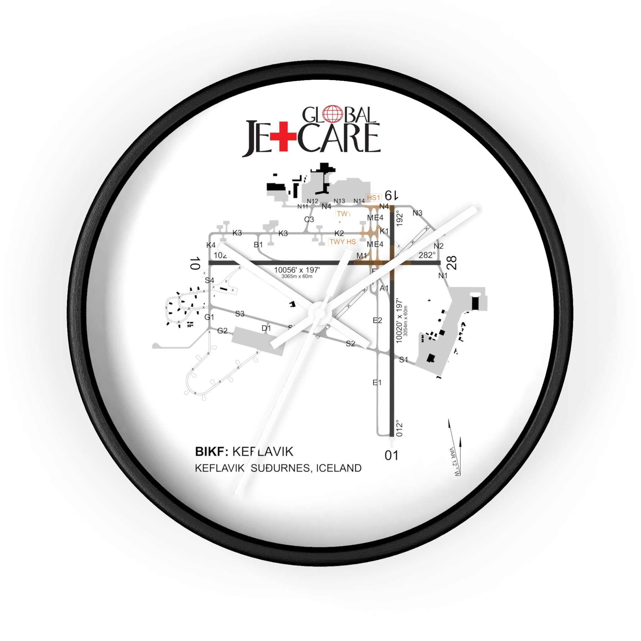 Global Jetcare BIKF Keflavik Airport Diagram Wall Clock