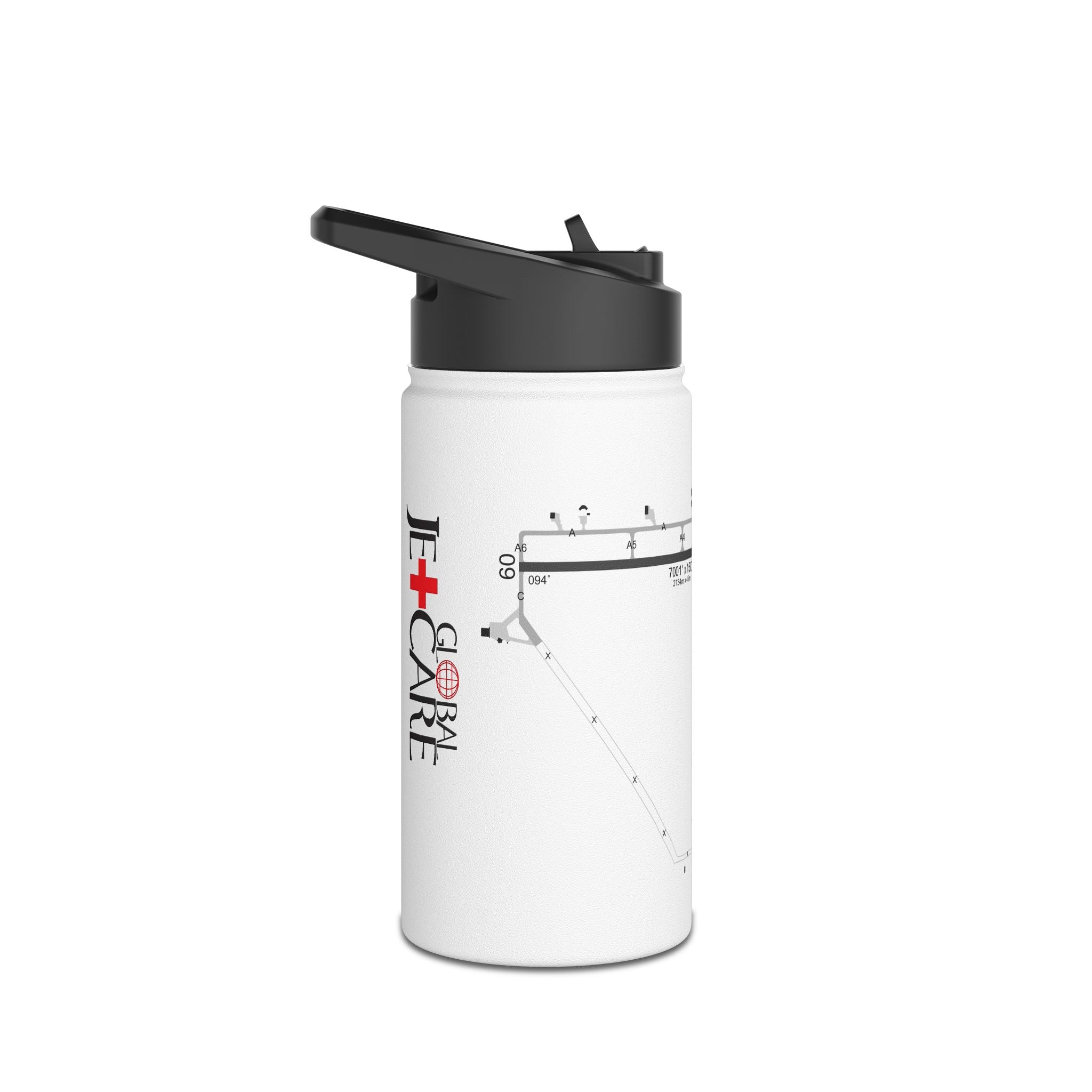 Global Jetcare KBKV Airport Diagram Stainless Steel Water Bottle