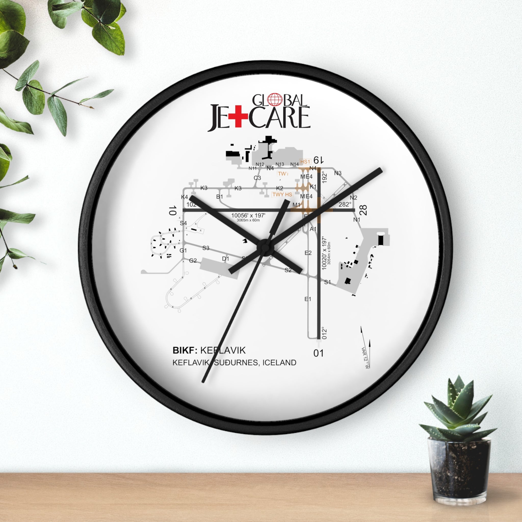 Global Jetcare BIKF Keflavik Airport Diagram Wall Clock