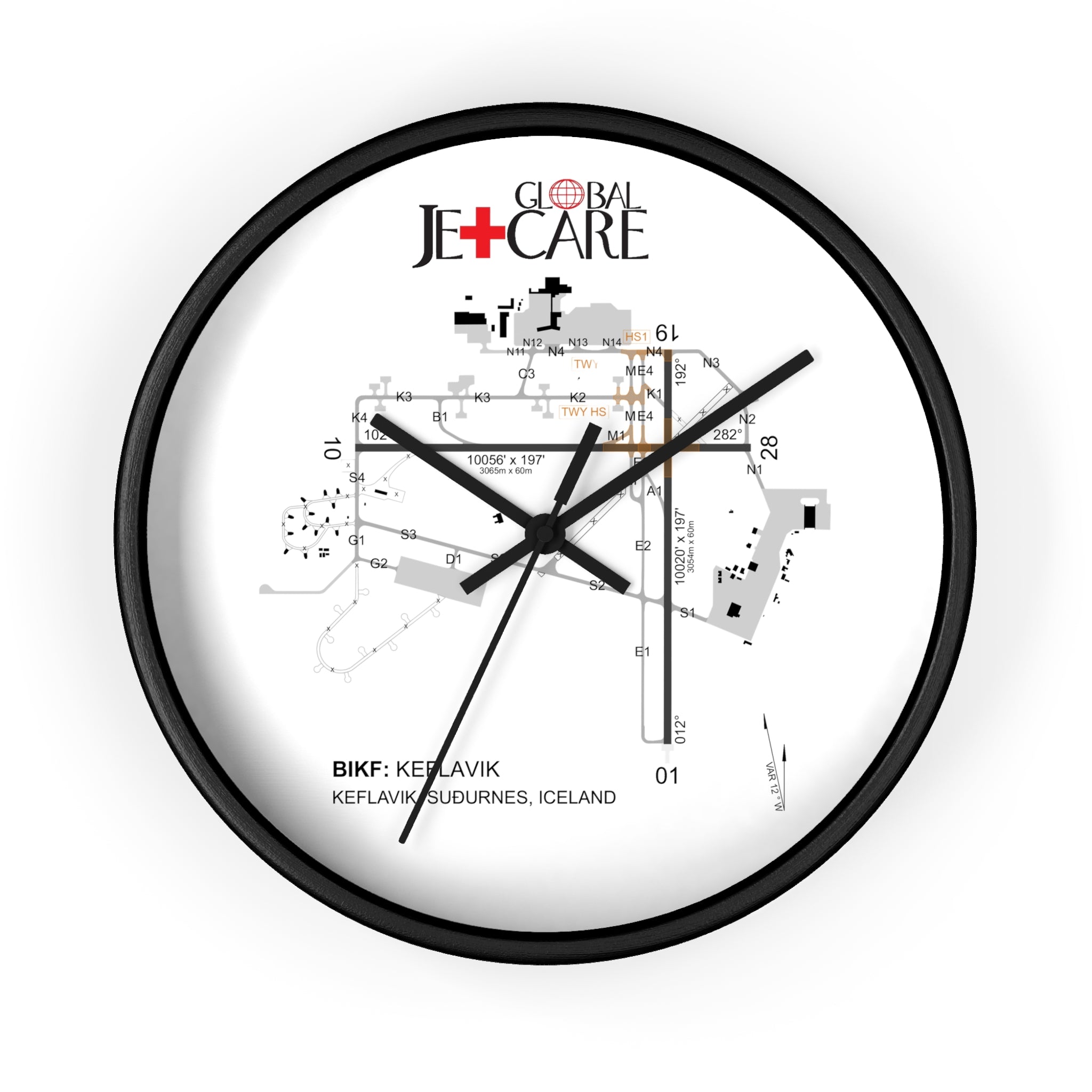 Global Jetcare BIKF Keflavik Airport Diagram Wall Clock