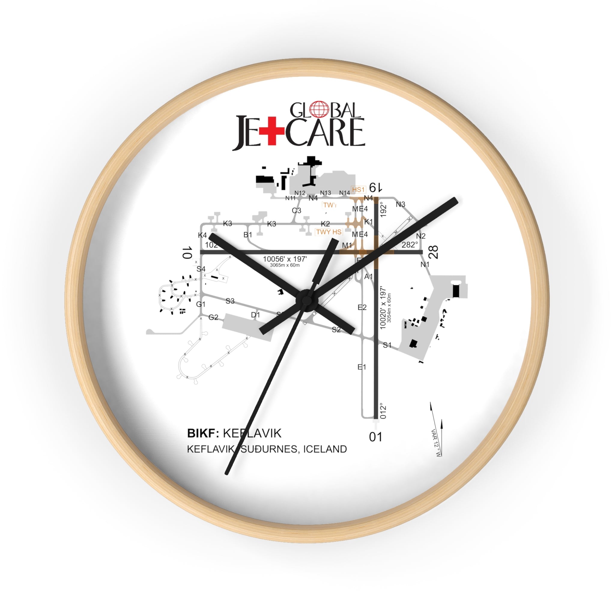Global Jetcare BIKF Keflavik Airport Diagram Wall Clock